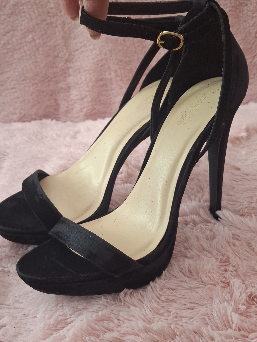 Charlotte Russe Black Ankle-Strap Stilettos  NWOB  Size 8